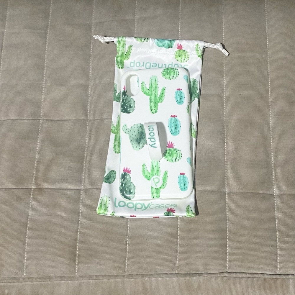 Loopy case iPhone X/XS White and Green Cactus